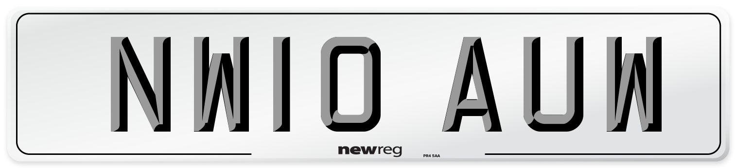 NW10 AUW Number Plate from New Reg